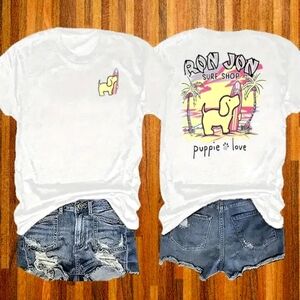 NEW! Ron Jon Surf Shop Puppie Love T-Shirt White Fit Size M